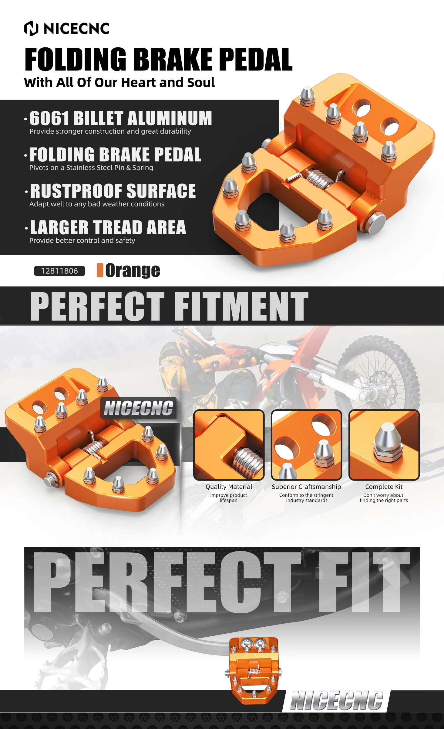 Für 2024 KTM EXC 300 TPi 6D XCW EXCF 350 SX 125 SXF 450 Husqvarna TE 300 2017-2024 GasGas EC 300 Klappbare hintere Bremspedalspitze – Detail 1