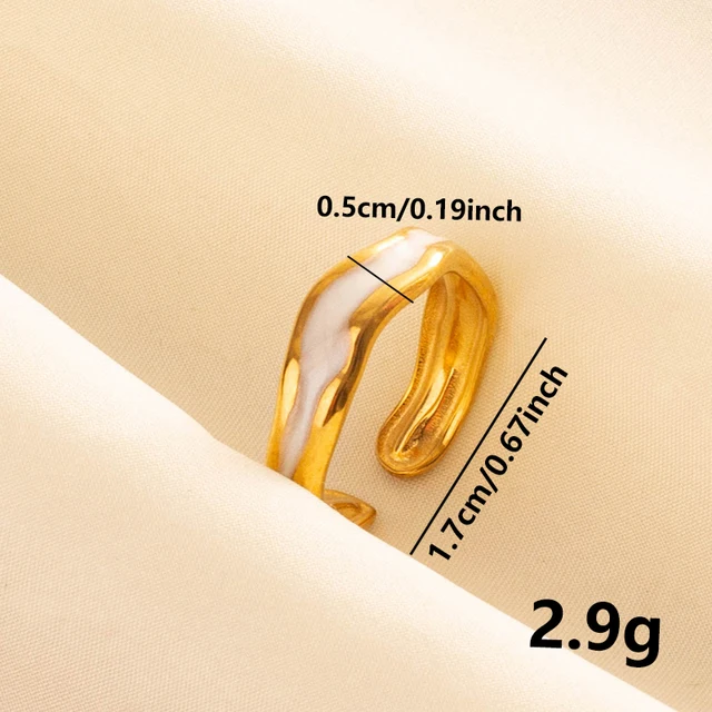 Bagues ouvertes bohème en émail blanc, couleur or, luxe, irrégulier, en acier inoxydable, réglable, bijoux de charme pour femmes, cadeaux
