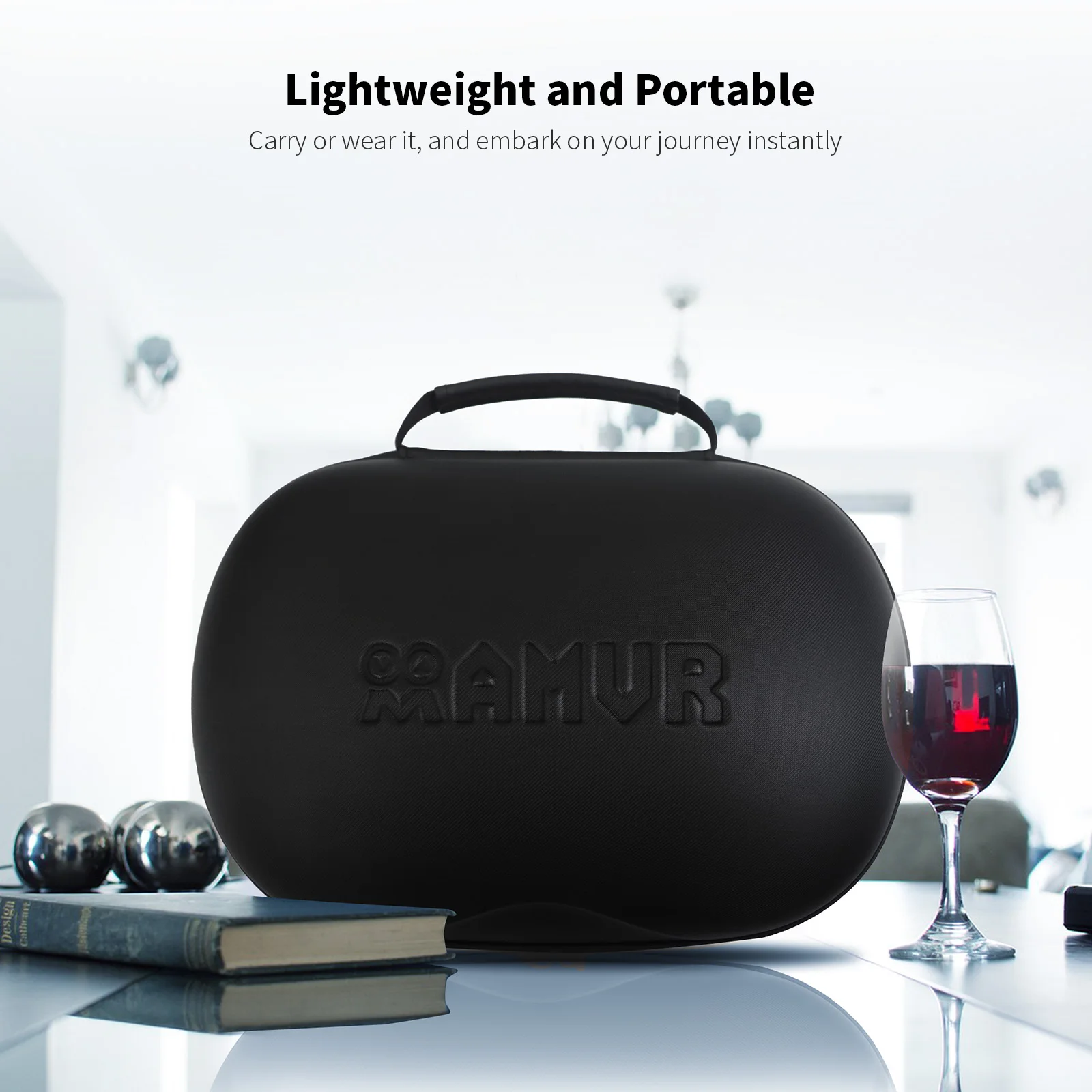AMVR Portable Storage Bag for Meta Quest 3S /2 PICO 4 VR Headset PU Leather Hard Carrying Case for Meta Quest 3 Accessories