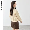 SENTUBILA Embroidery Woman Sweatshirts Pullovers 2024 Winter Straight Cotton Thick Cropped Round Neck Basic Tops 144A57100 2