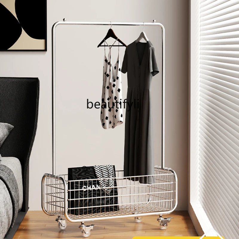 

Floor Clothes Rack Movable Metal Iron Art Coat Rack Light Luxury Storage Hanger