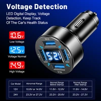 66W Power Adapter 4-Port Blue Light Fast Car Charger USB PD Quick Charge Adapter QC 3.0 LED Digital Display for Huawei Xiaomi - Image 6