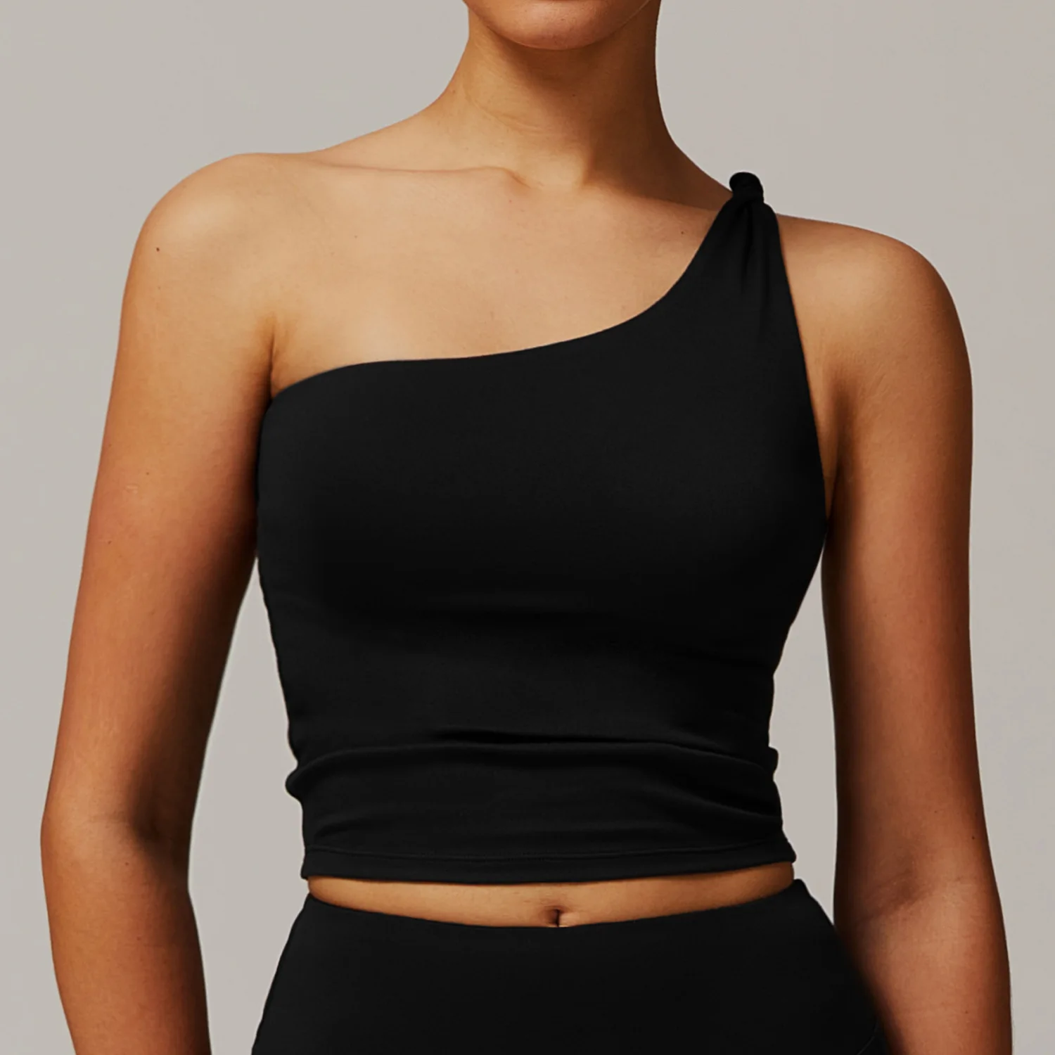 Mermaid Curve Scrub Oblique Shoulder Kink Yoga Vest Sports Tight Waist Shaping Leisure Running Fitness Vest for Women