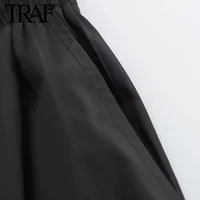 Jupe longue plissée large noire style trapèze pour femme, style vintage chic, taille haute, élégante, nouvelle collection printemps 6