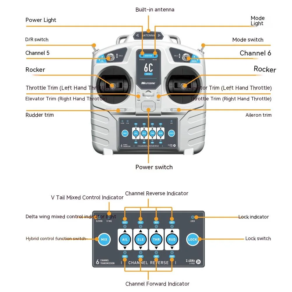 Radiocommande 6 canaux MC6RE-V2 avec récepteur - Radiocommande RC