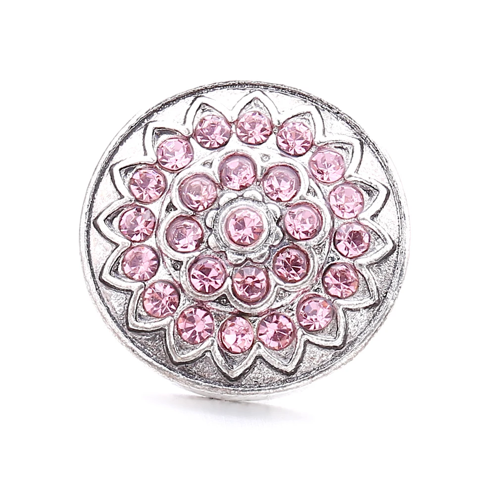 20pcs  18mm Snap Button Jewelry Crystal Flower Metal Snap Buttons for Snaps Bracelet Charms Jewelry