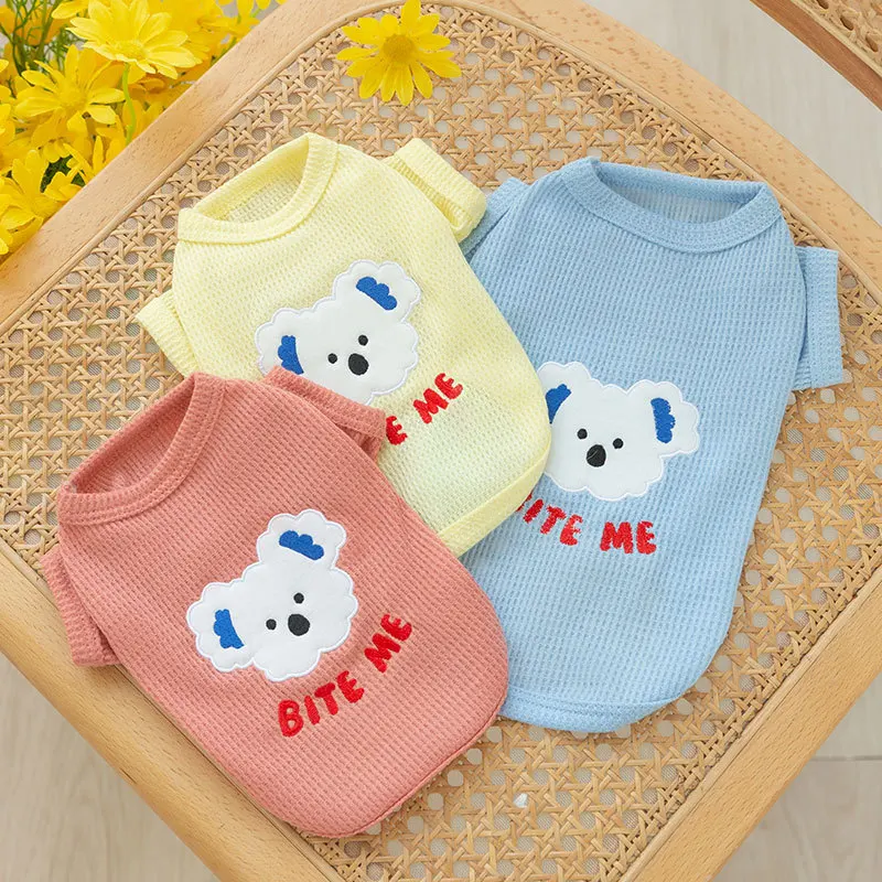 

Spring Summer Pet Clothes Kitten Puppy Cute Pullover Small and Medium-sized Dog Checkered Breathable Fabric Chihuahua Yorkshire