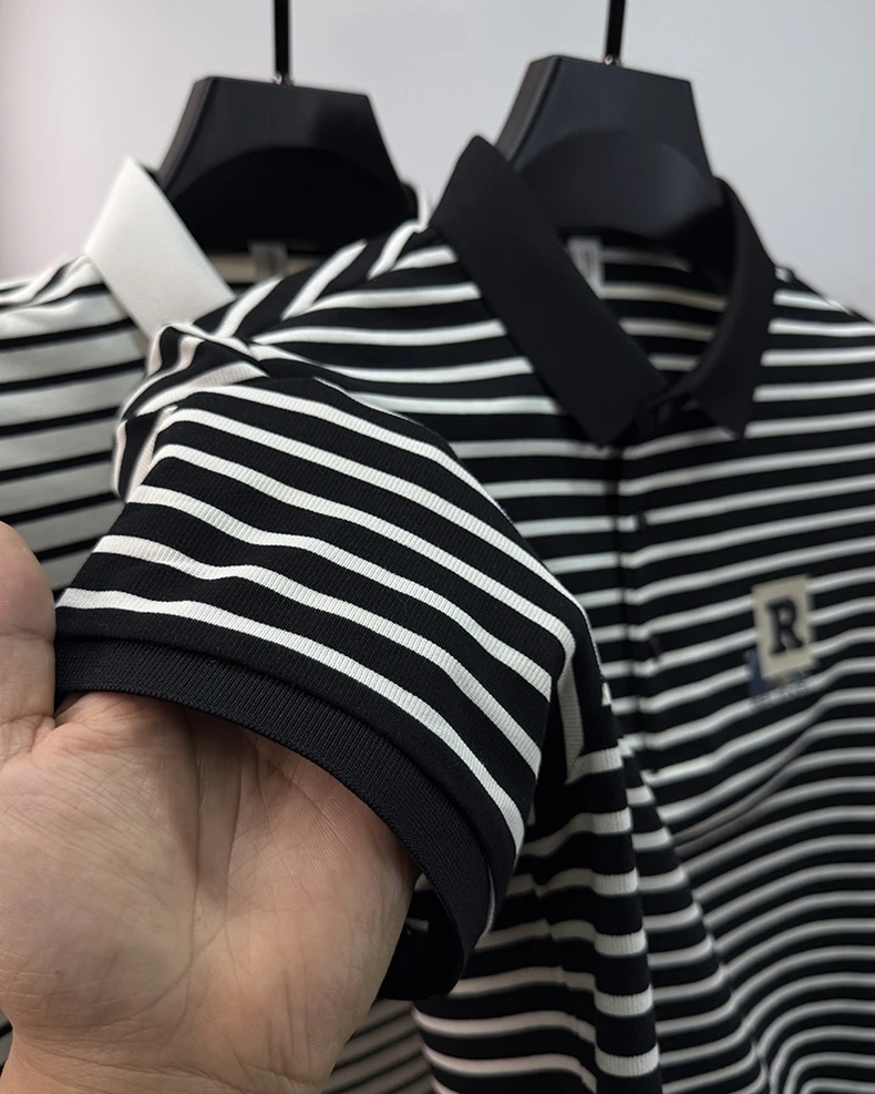 Fashion striped letter embroidered short sleeve polo shirt luxury brand summer new breathable lightweight men's casual T-shirt 18 Scd3f0158423d4c8bbd79851303f4b272K