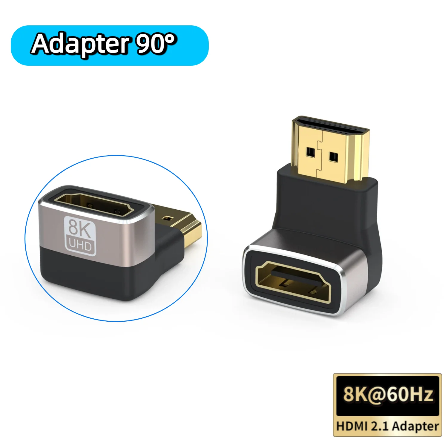 Ultra HD HDMI Right Angle Adapter – 90° & 270° Swivel