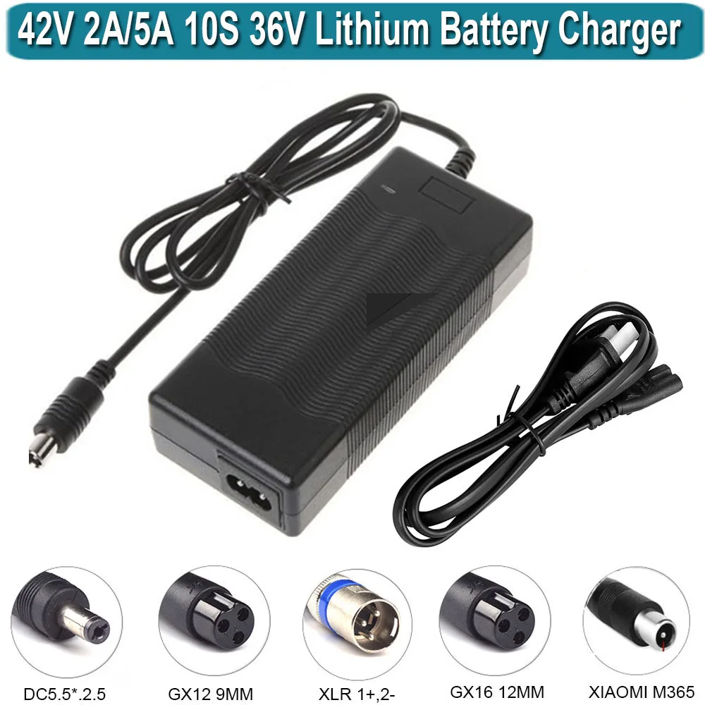 36V/42V 2A Lithium Battery Charger For Electric Bikes - Li-ion Li-poly Smart Charger, Fast & Intelligent, Unbranded