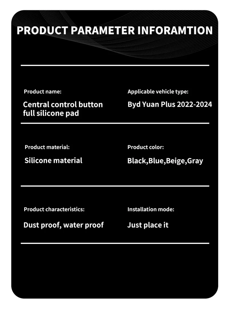 For Byd Yuan Plus Atto 3 2022-2024 Car LHD Central Control Button Full Silicone Pad Non-slip Scratch-resistant Protective Cover