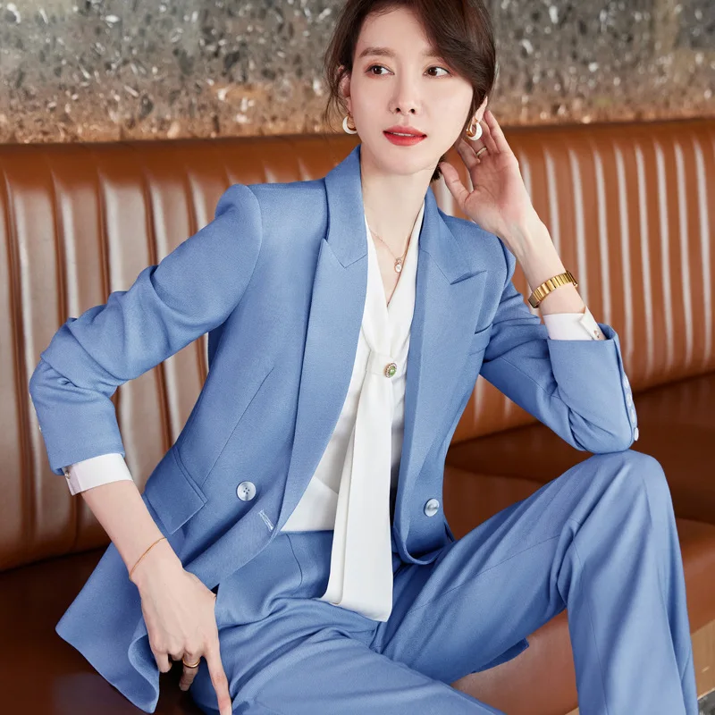 

Women's suit New style fashion blue OL professional temperament suit suit women's suit nine-point pants two-piece set