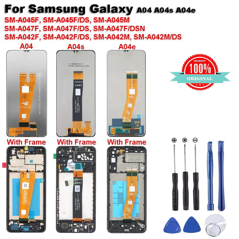 

Оригинал для Samsung Galaxy A04 A04e A04s SM-A045F A047 6,5 "с рамкой ЖК-дисплей сенсорный экран дигитайзер стекло в сборе ремонт