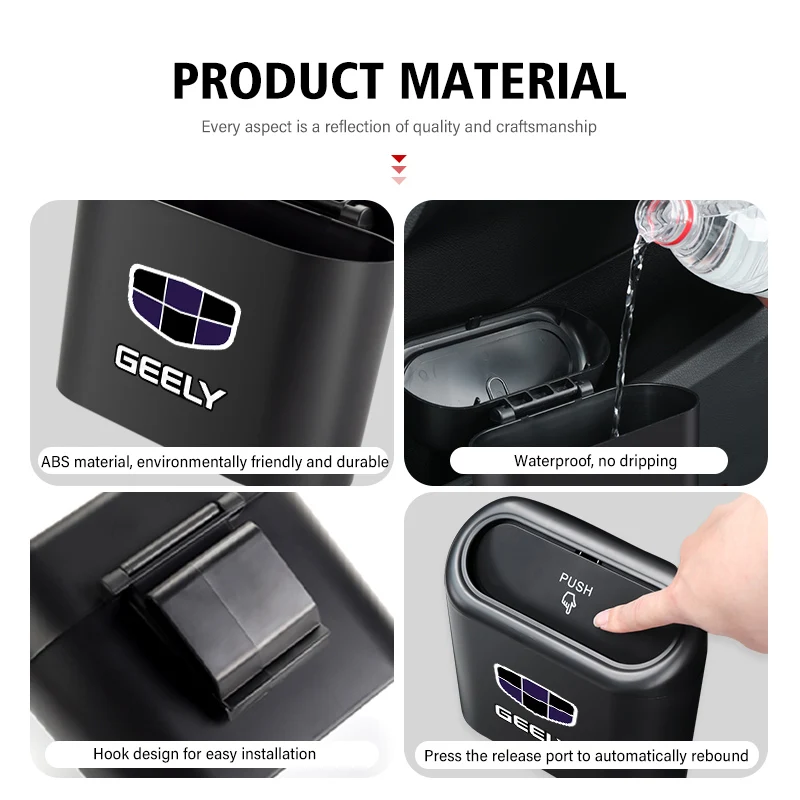 Hanging Car Trash Can Garbage Dust Case Storage Pressing Bin For Geely LC EC8 Atlas CK2 CK3 GT GC9 Geometry C Tugella GX3 CK