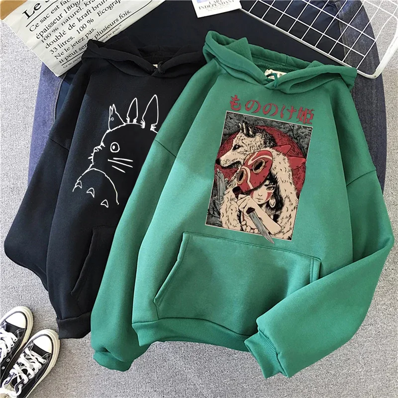 

Japanese Anime Studio Ghibli Totoro Hoodie Women Spirited Away Miyazaki Hayao Sweatshirt Funny Cartoon Graphic Y2k Hoody Female