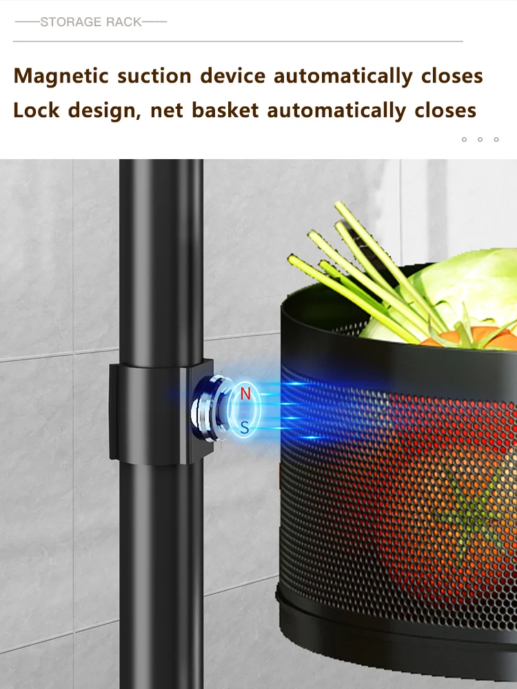 Storage Rack Detachable Rotating Storage Rack Kitchen Floor Multi-layer Shelf Multi-functional Living Room Snack Storage Rack Trolley