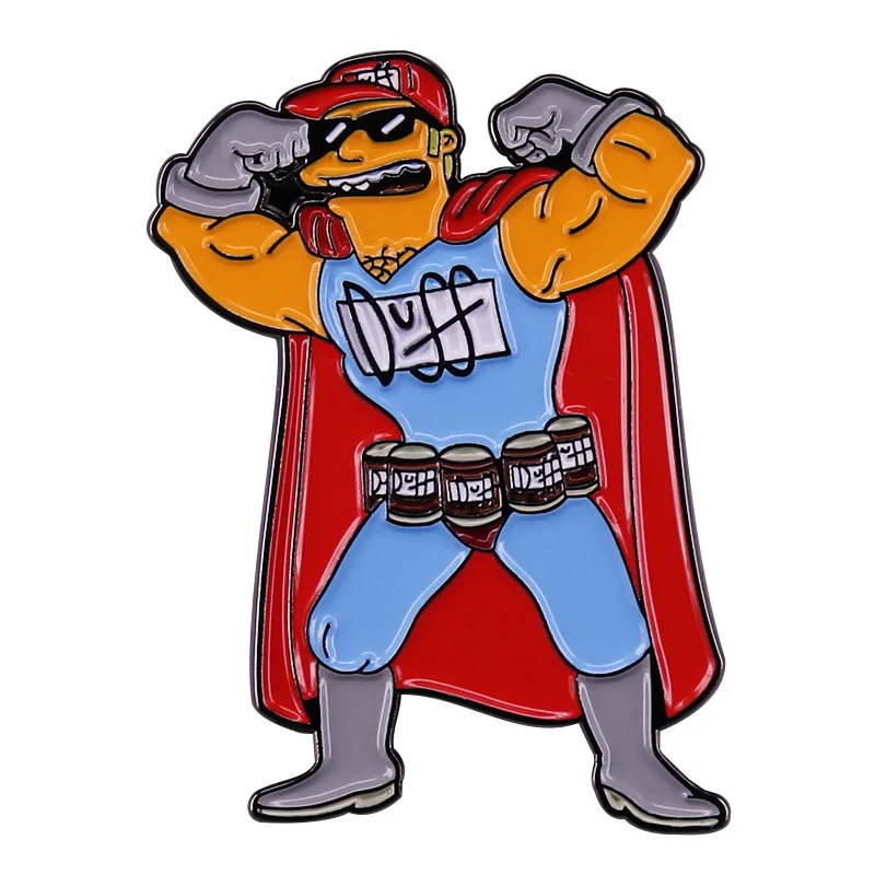 Duff Beer Man Spille Smaltate Simpson Position Comedy Spilla In Metallo Distintivo Gioielli Di Moda Vestiti Cappello Zaino Accessori Regali