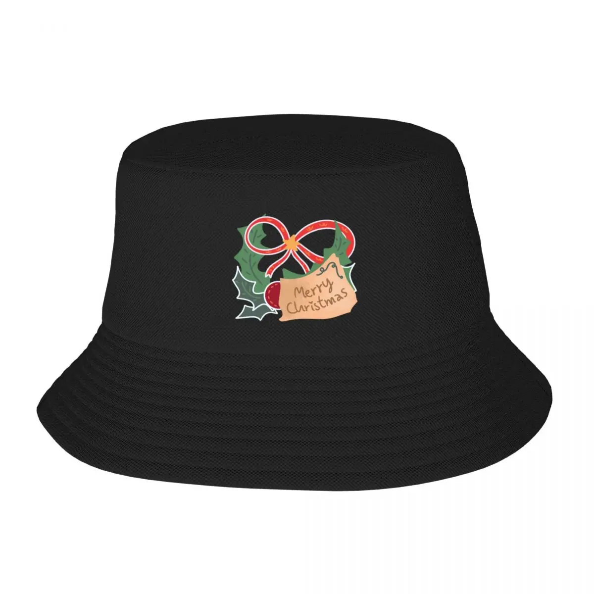 

Merry Christmas card Bucket Hat Bobble Hat Rugby Beach Sun Cap Cap Female Men's