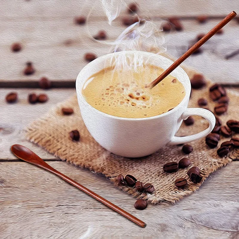 6 Pcs Wooden Coffee Spoon Long Handle Wooden Mixing Spoon Teaspoon Manual Mixing for Kitchen