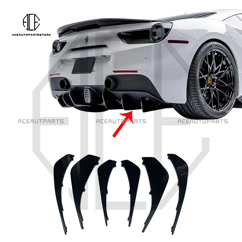 

Глянцевый сухой спойлер для заднего бампера из углеродного волокна для Ferrari 488 GTB V Type