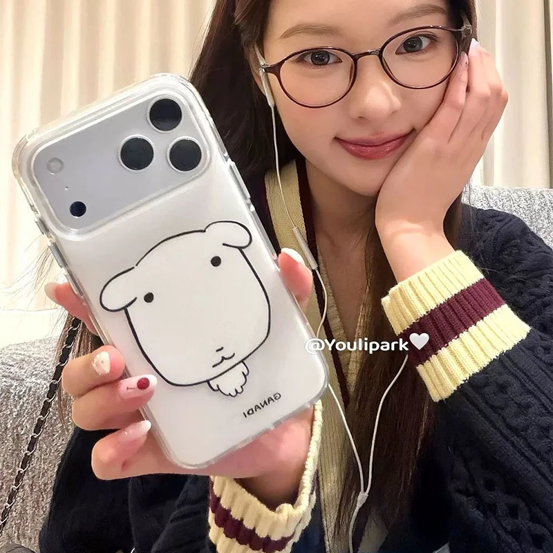 Kawaii Korea Adorable Dog White Acrylic Phone Case