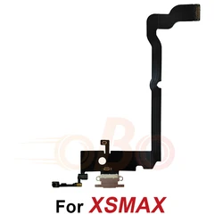 Universal Charging Port Flex Cable with Microphone - Black/White/Gold USB Charger Dock Connector Replacement Part (XSMax - Gold)