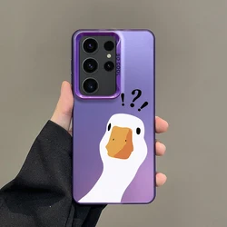 Silver IMD Cartoon Doubt Duck Phone Case - A56 5G - A36 5G (B1 - Purple)