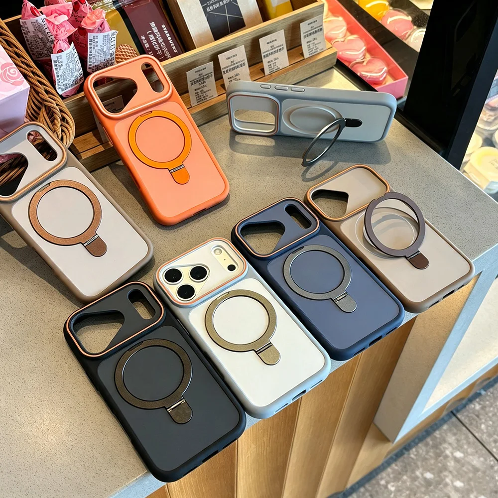 Shockproof Magnetic Phone Case with Kickstand and Anti-Slip Matte Armor Finish
