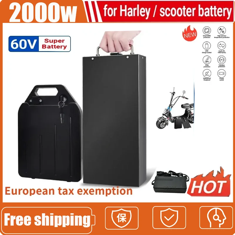 100% Nuova Batteria 18650 Batteria Al Litio Per Auto Elettrica Impermeabile 60V 50Ah Per Bicicletta Scooter Elettrico Citycoco Pieghevole A Due Ruote