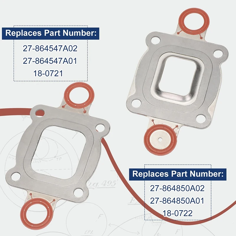 Joint de collecteur d'échappement sec pour Mercruiser 4.3, 5.0, 5.7, 6.2, 8.1, 8.2 350 mag