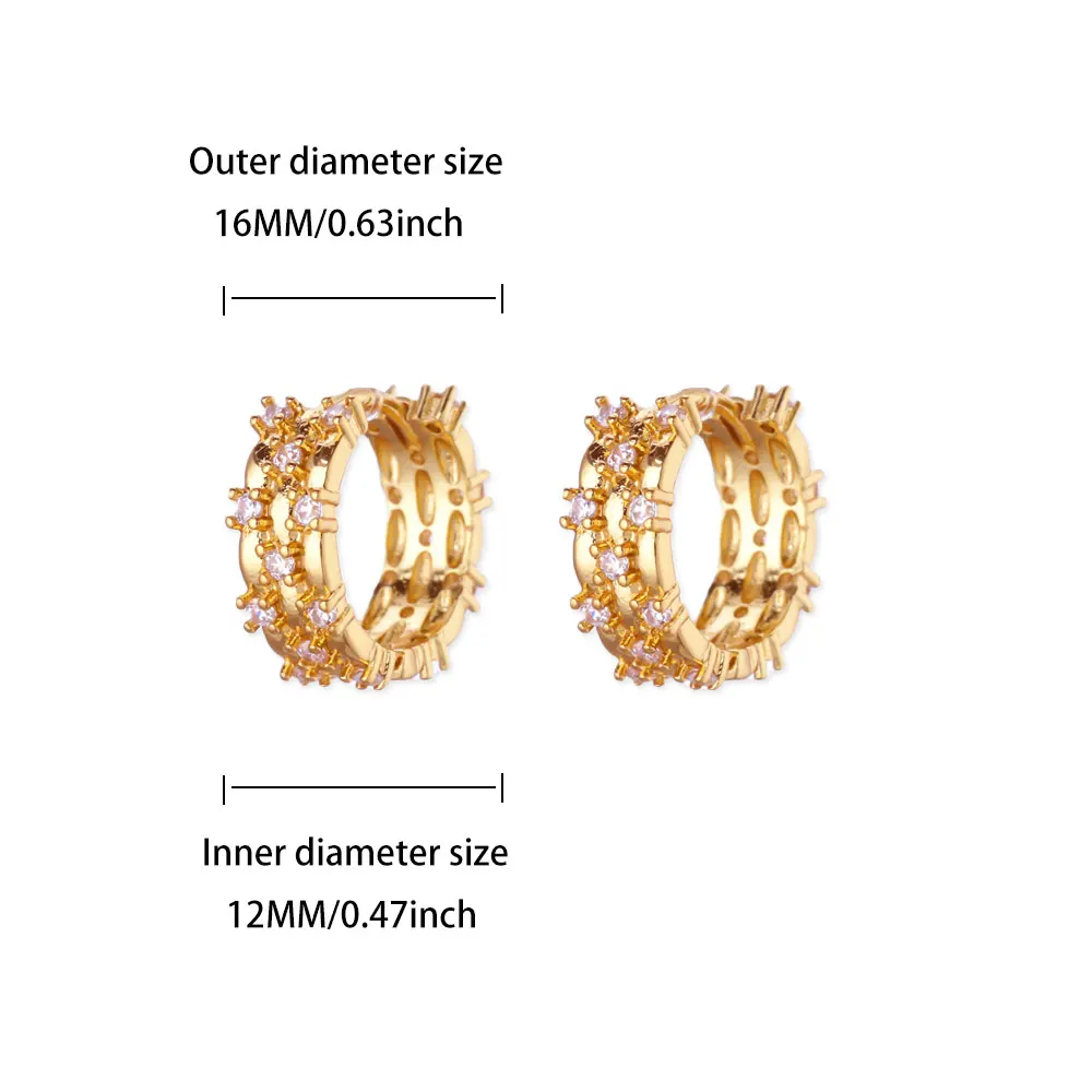 Zirconia Hoop Earrings Women Gold Color Geometric Piercing Fashion Jewelry Gift
