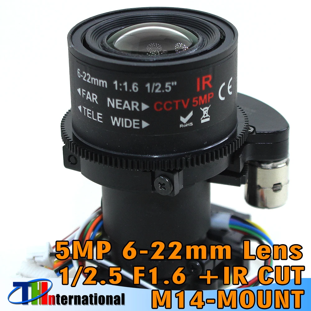 5MP Varifocal CCTV 6-22mm Lens D14 Mount Long Distance View With Motorized Zoom and Focus + 5MP IR CUT For 5MP AHD/IP Camera