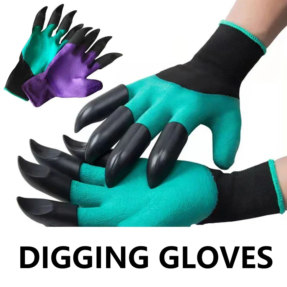 Garden Gloves with Double Fingertips Claws Waterproof Gardening Working Gloves for Digging Planting Weeding Seed Tools 2