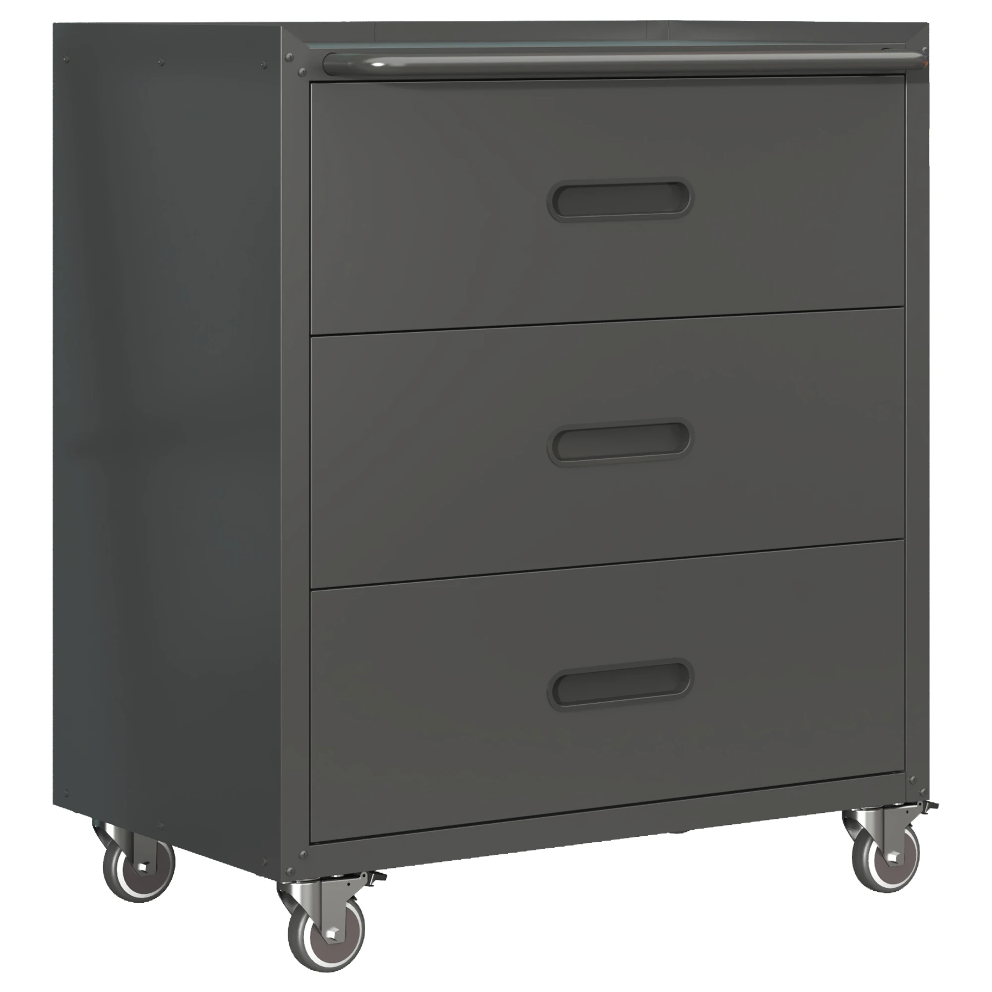 Hochwertiger rollender Werkzeugschrank aus Metall – 3 Schubladen, 75 × 42 × 88 cm, schwarz/grau, für Garage, Büro und Haushalt. – Detail 21