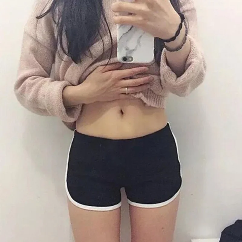 Exercise Gym Shorts Women Candy Color Skinny Shorts Casual Lady Elastic Waist Beach Short Pants Black Training Women exercise shorts
