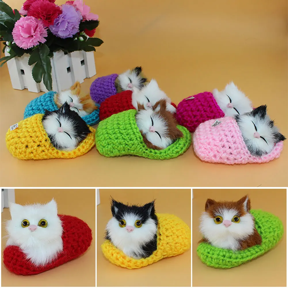 Simulation Mini Cat Cute Plush Cats with Sound Children Birthday Gifts Creative Imitation Cat Toys Ornaments Home Decoration 3