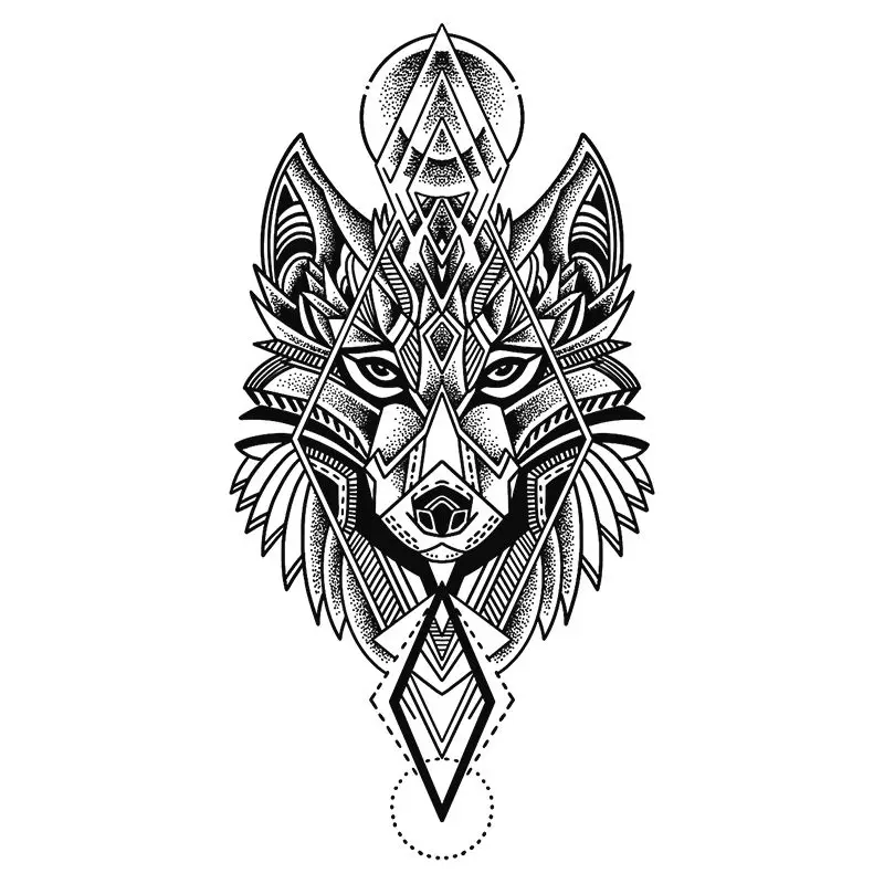 

Wolf Head Totem Herbal Juice Tattoo Sticker Festival Waterproof Art Tatto Hotwife Fake Tattoos for Women Cute Tatoo Wholesale