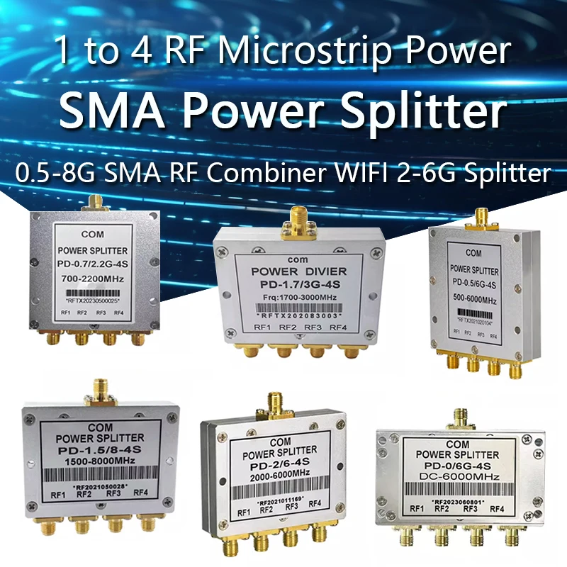 Sma Microstrip Power Splitter 1 Tot 4 Rf Microstrip Power Splitter 0.5-8G Sma Rf Combiner Wifi 2-6G Power Splitter 500-6000Mhz