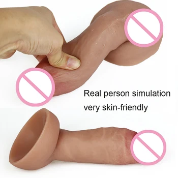 Super Skin Silicone Realistic Dildo Soft Suction Cup Big Huge Strapon Penis Dick Adults Sex Toys For Women Female Masturbator 5