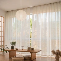Rideaux Voilage Translucides en Lin Mélangé, Teinte Naturelle, Élégants et Modernes pour Salons, Salles à Manger, Balcons et Chambres 1
