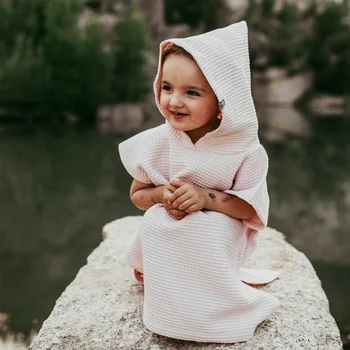 Asciugamano da bagno per bambini asciugamano con cappuccio in cotone Waffle asciugamano da spiaggia per ragazzi e ragazze coperta per mantella per bambini accappatoio per bambini roba per neonati