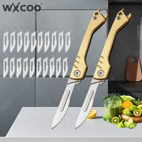 WXCOO Stainless Steel Folding Knife Pocket Knife Blades Hobby Knife Kit Carving Metal Scalpel Knife Craft Knife 23 Carbon Steel 1