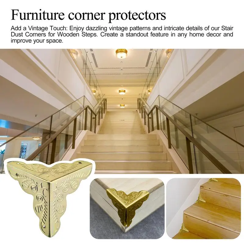 Furniture Corner Protector Vintage Stair Dust Corners 100PCS Metal Box Corner Decorative Guard Elegant for Home