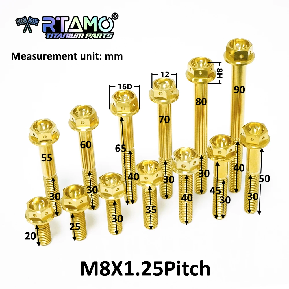 RTAMO M8X20/25/30/35/40/45/50/55/60/70/80チタンボルト フランジ付き