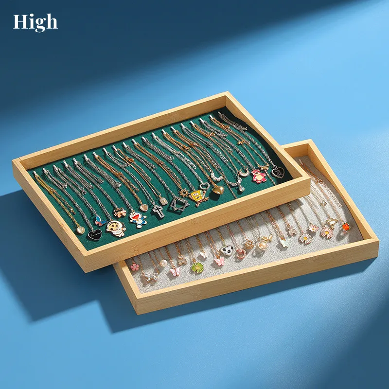 Solid Wood Display Stand Necklace Pendant Organizer Jewelry Display Props Tray