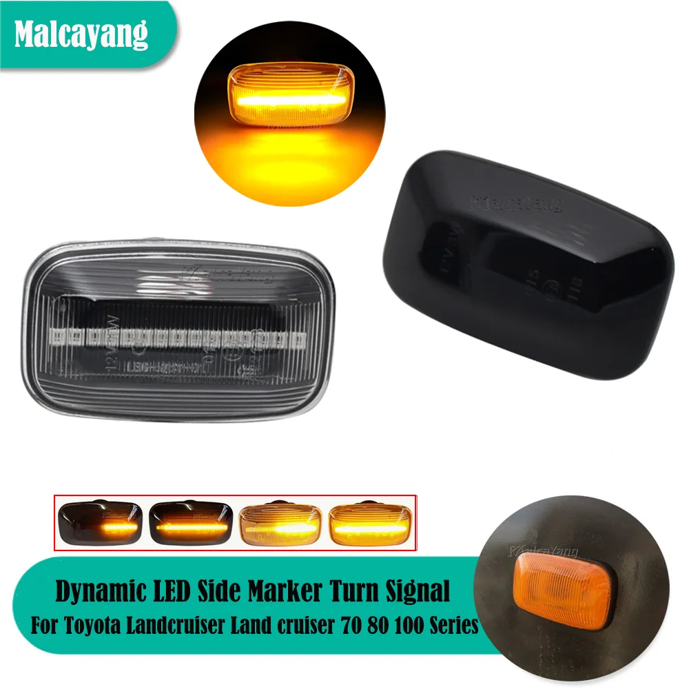 

2 шт. для Toyota Land Cruiser 70 80 100 серия 1998-2007 автомобильные динамичессветодиодный указатели поворота Боковой габаритный фонарь