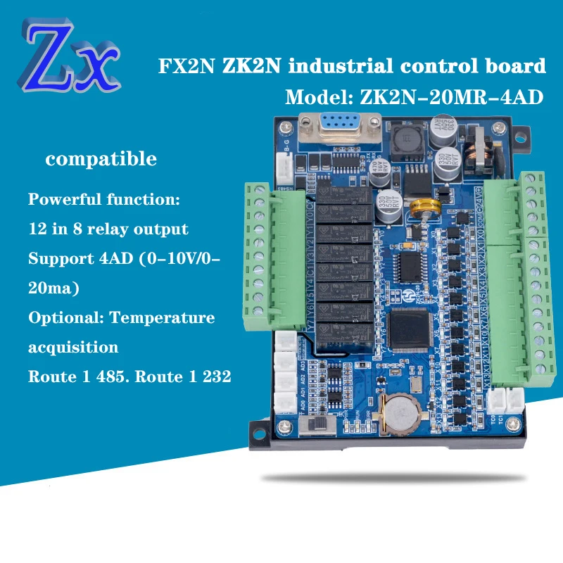 

Pilot PLC, плата промышленного управления ZK2N-20MR20MT 4AD, совместимая с FX2N с аналоговой температурой