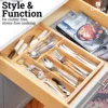 Bamboo Drawer Organizer, Expandable and Adjustable Utensil Drawer Organizer, for Utensils, Cutlery, Silverware, Flatware, Knives 3