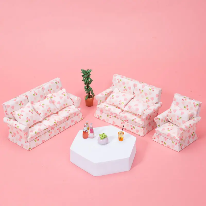 

Realistic Fabric Sofa Model Figure Loveseat Couch 1/12 Bjds Dollhouse Accessories Decor Scale Furniture Teens Gift Dropshipping