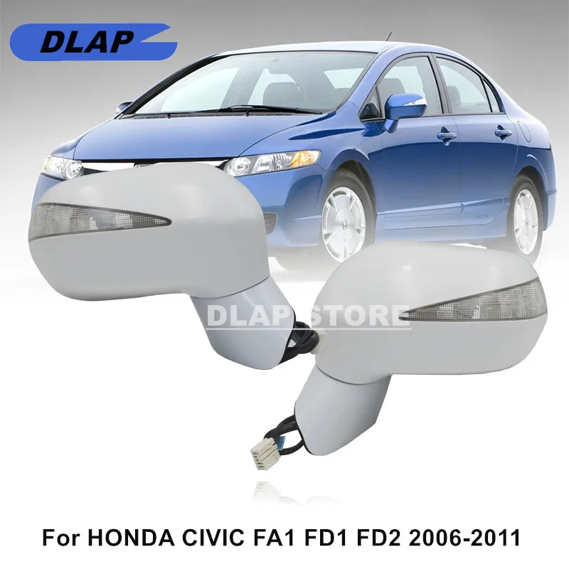Espejo Retrovisor Completo Para CIVIC 2006 2007 2008 2009 2011 FA1 FD1 FD2 2 Uds Izquierda Y Derecha 5/7 Pines Conjunto Espejo Retrovisor Lateral Coche Color Base Espejo Completo (Size : 7PINS-LH And